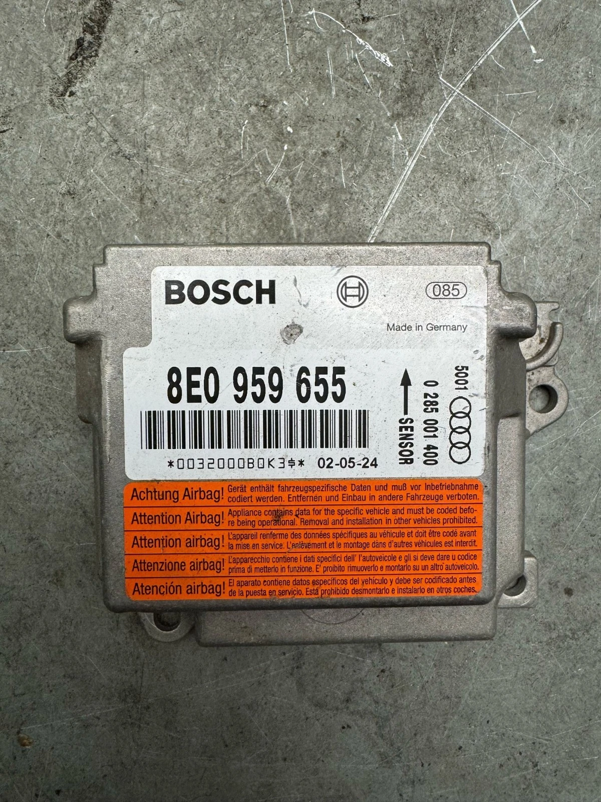 Original Bosch Audi A4 B6 B7 Airbag Steuergerät 8E0959655 0285001400