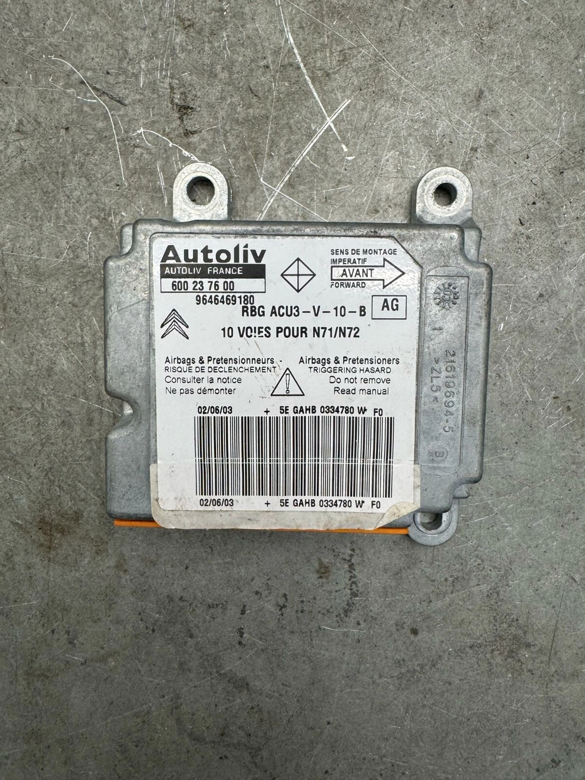 Original Citroen Xsara Airbagsteuergerät Steuergerät 600237600 9646469180