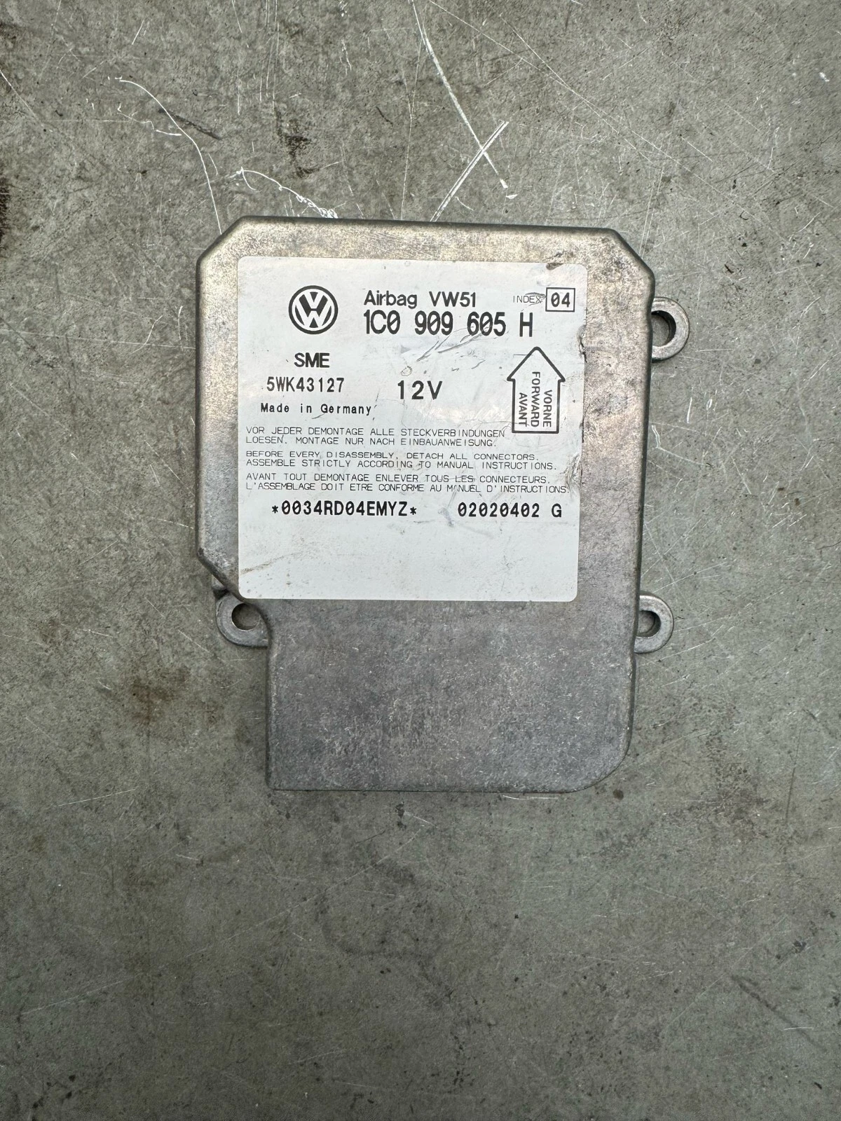 Original Skoda Fabia Airbagsteuergerät Steuergerät 1C0909605H 5WK43127