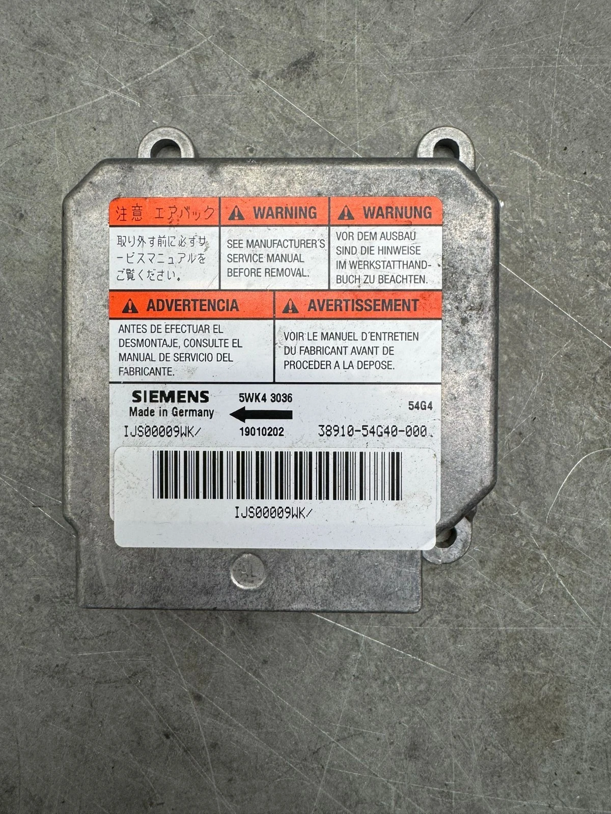 Original Suzuki Liana 1.6 Airbagsteuergerät Steuergerät 5WK43036 38910-54G40-000