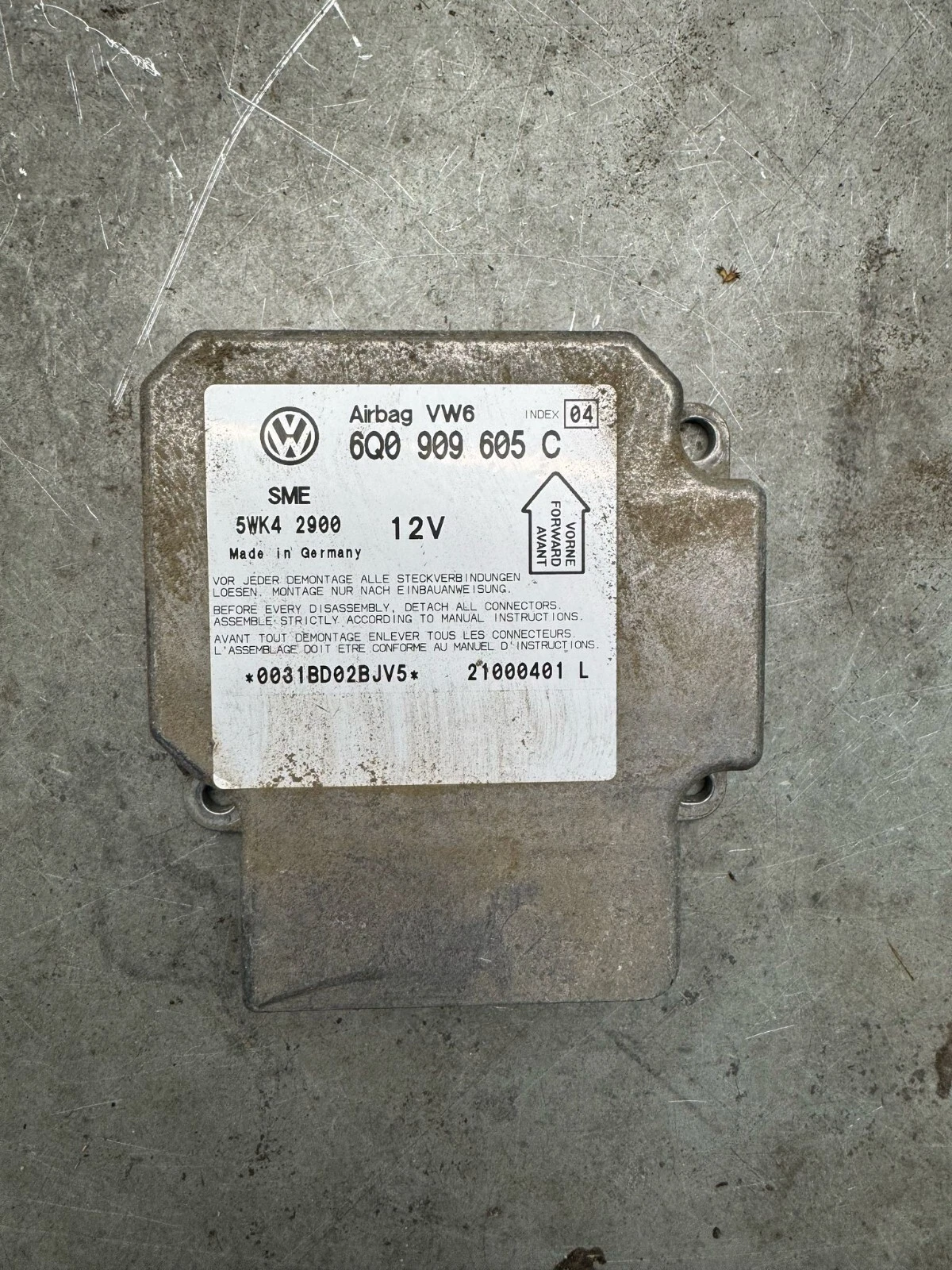 Original VW Passat 3BG 3B Steuergerät Airbagsteuergerät 6Q0909605C 5WK42900