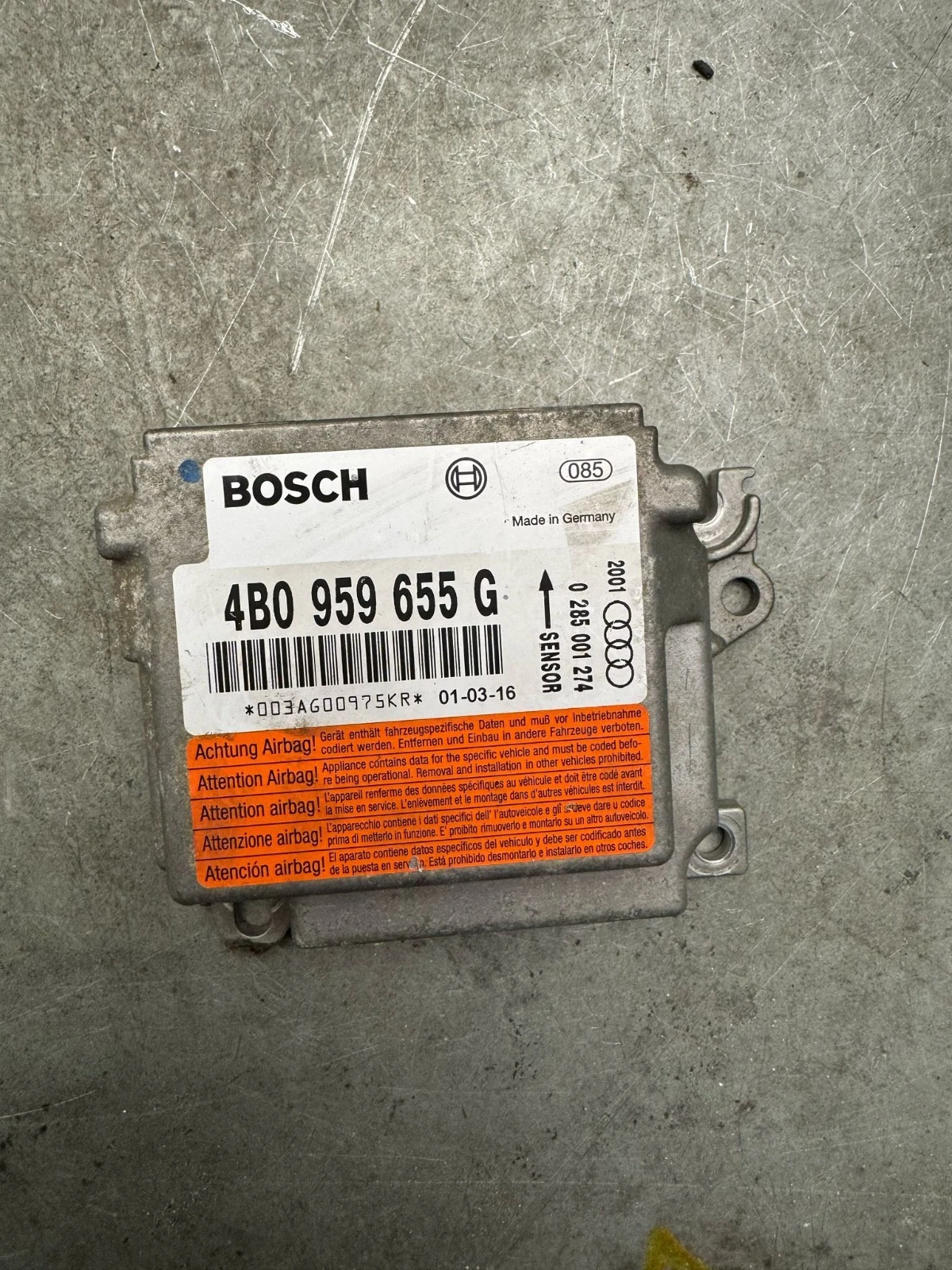 Original Audi A6 4B Airbagsteuergerät Steuergerät 4B0959655G