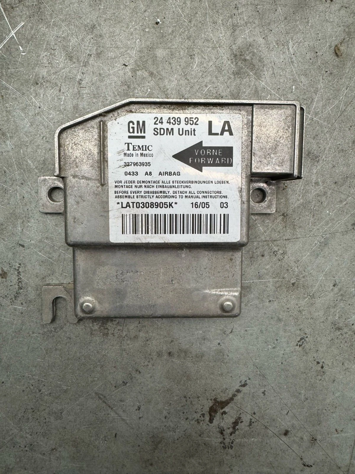 Original GM Airbagsteuergerät Opel Corsa 1.0 12V C 24439952
