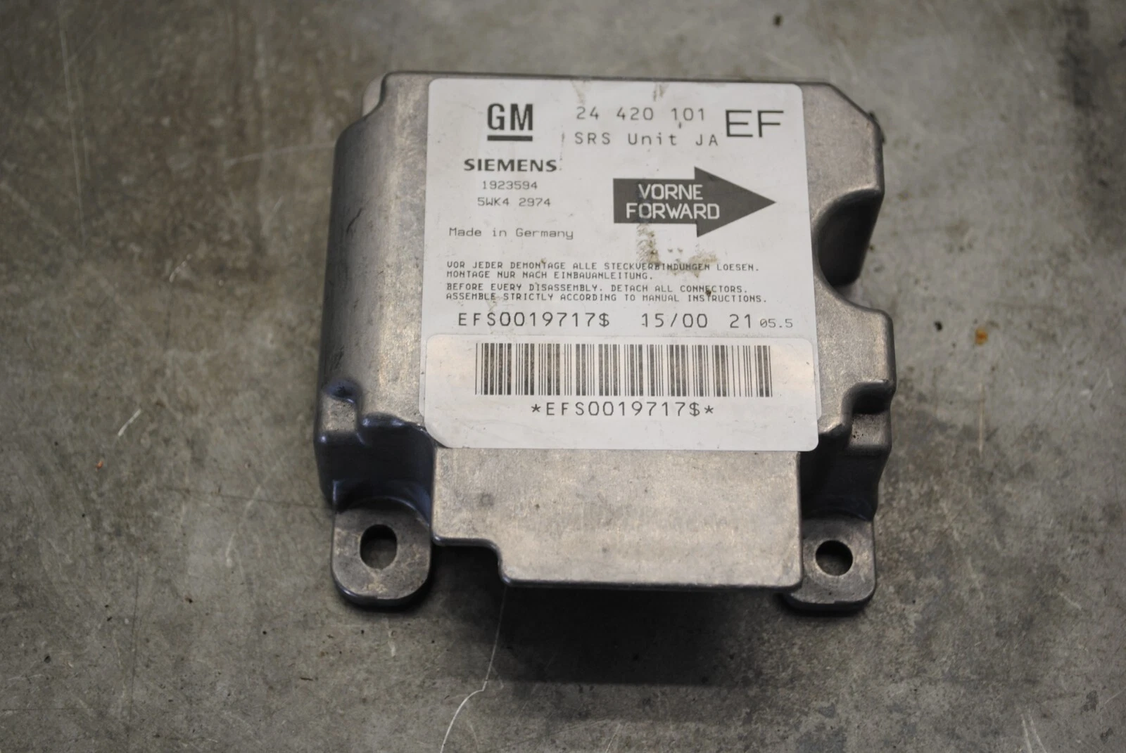 Steuergerät Airbag für Opel Omega B Caravan GM 24420101 Siemens 1923594 5WK42974