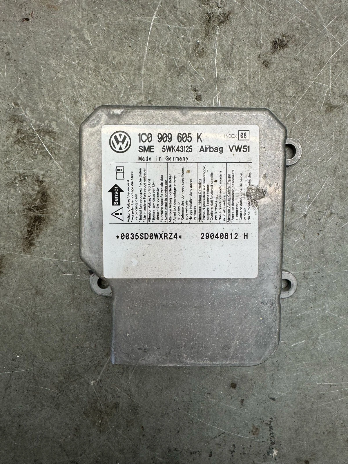 Original VW Audi Skoda Seat Airbagsteuergerät Steuergerät 1C0909605K 5WK43125