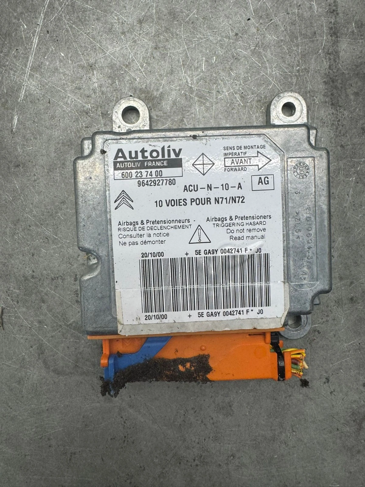 Original Citroen Xsara Airbagsteuergerät Steuergerät 600237400 9642927780