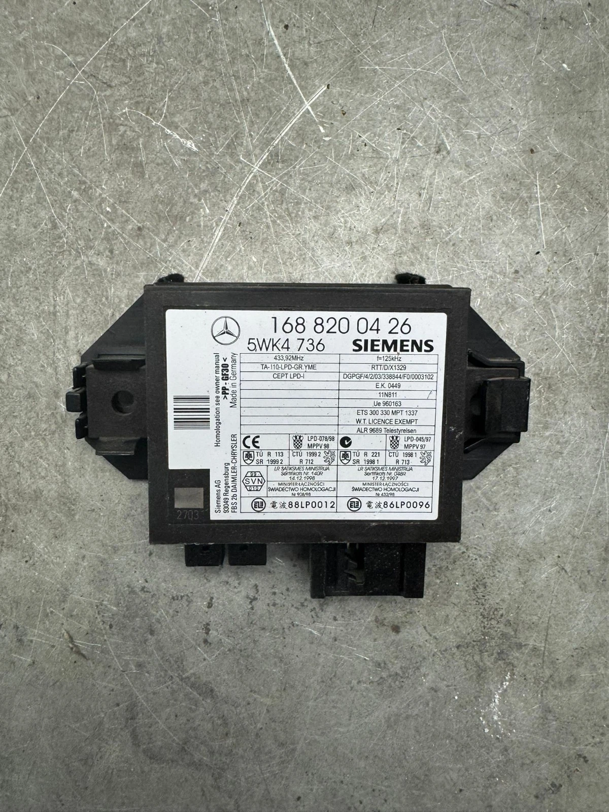Original Mercedes A Klasse W168 Wegfahrsperre Steuergerät 1688200426 5WK4736