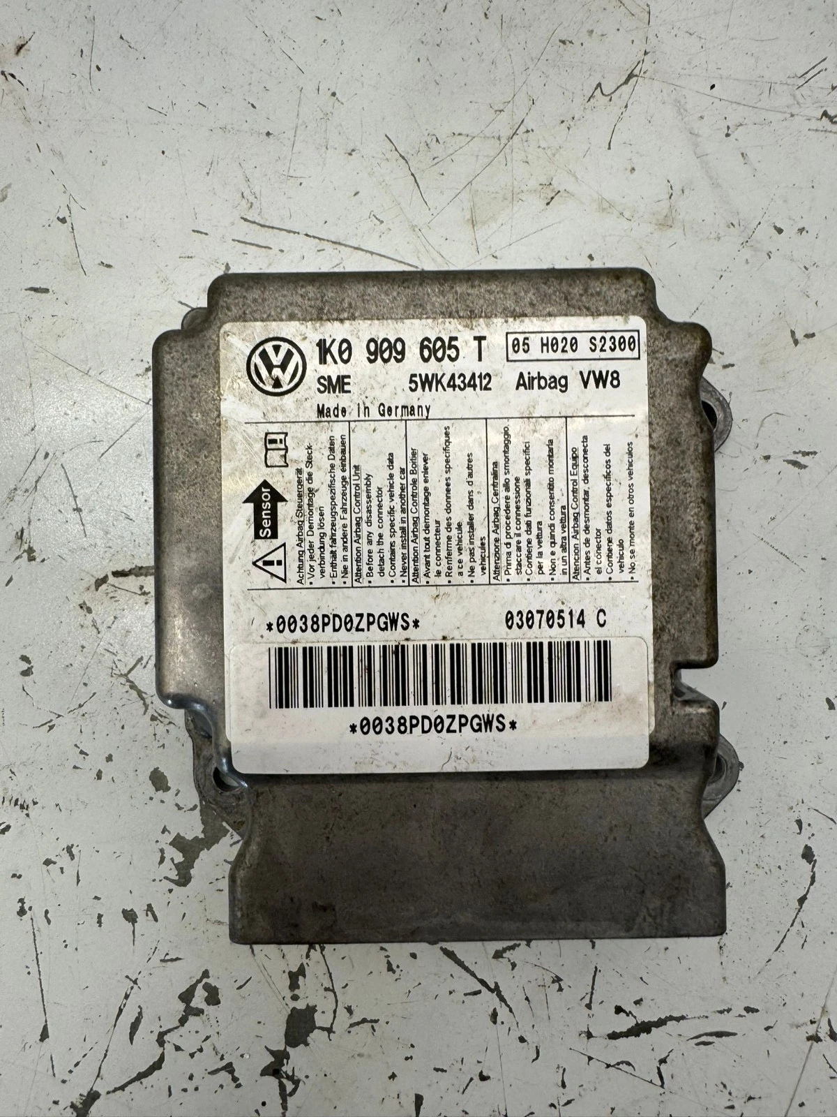 Original VW Golf 5 Airbagsteuergerät Steuergerät 1K0909605T 5WK43412