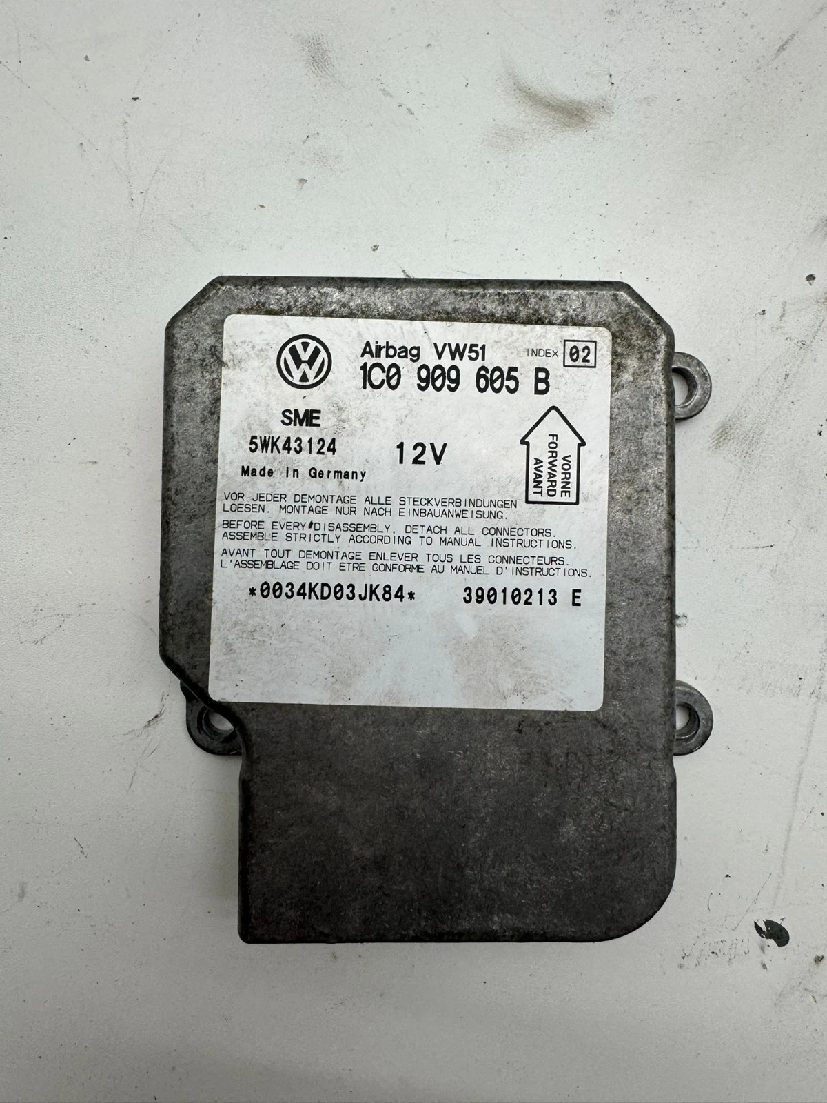 Original VW Passat 3B 3BG Golf 4 Bora Airbagsteuergerät Steuergerät 1C0909605B